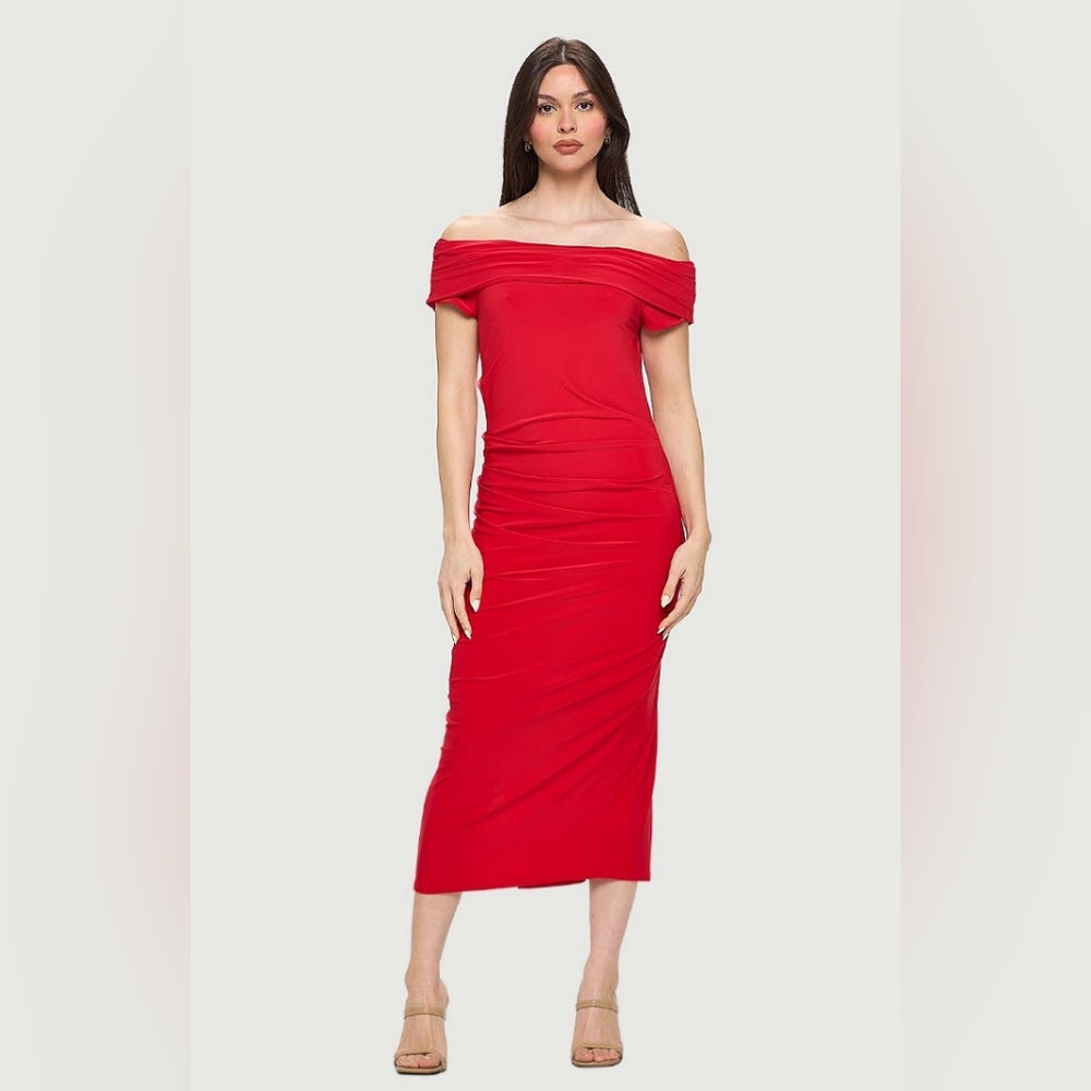 Boat Neck Maxi Dress with Side Slit
